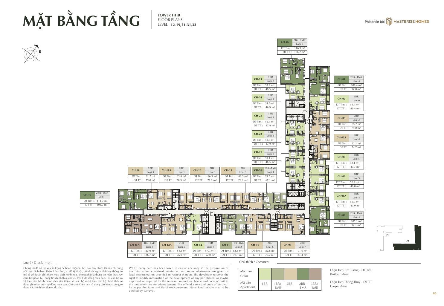 Mặt bằng tầng điển hình 12-31 Tòa L2