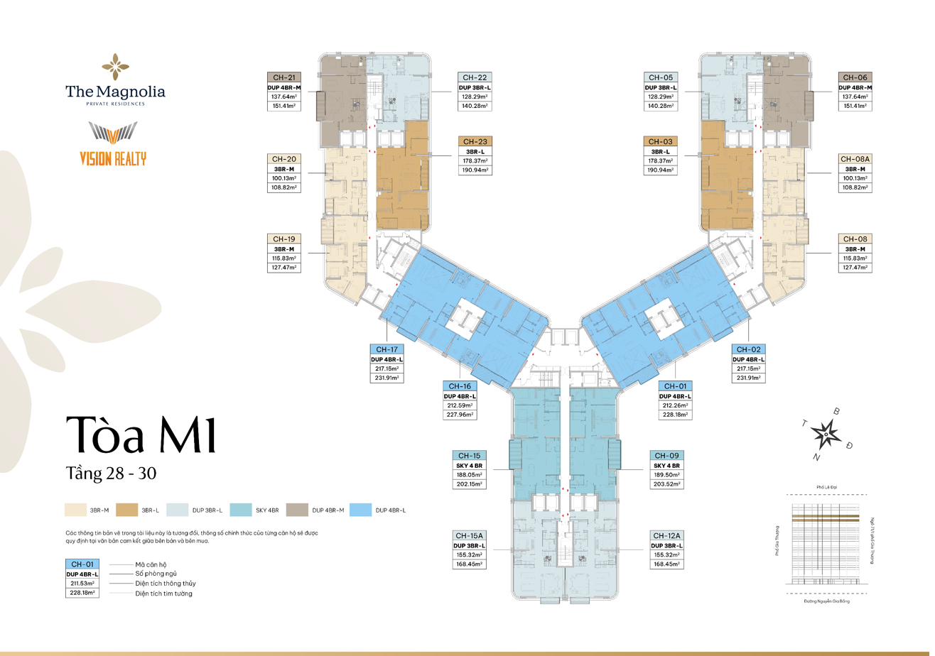 Mặt bằng tầng 28-30 tòa M1 The Elite