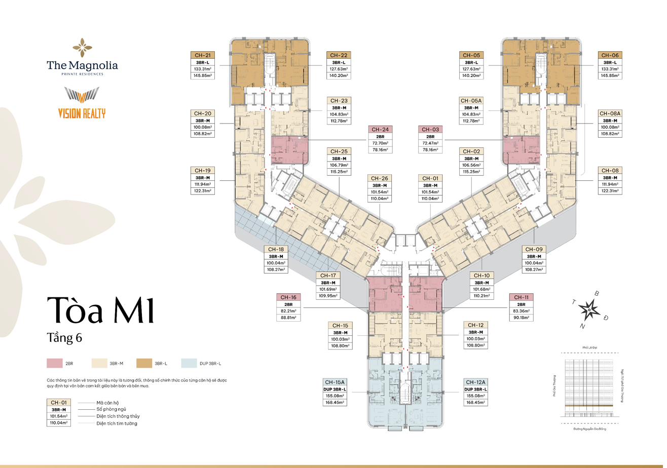 Mặt bằng tầng 6 tòa M1 The Magnolia